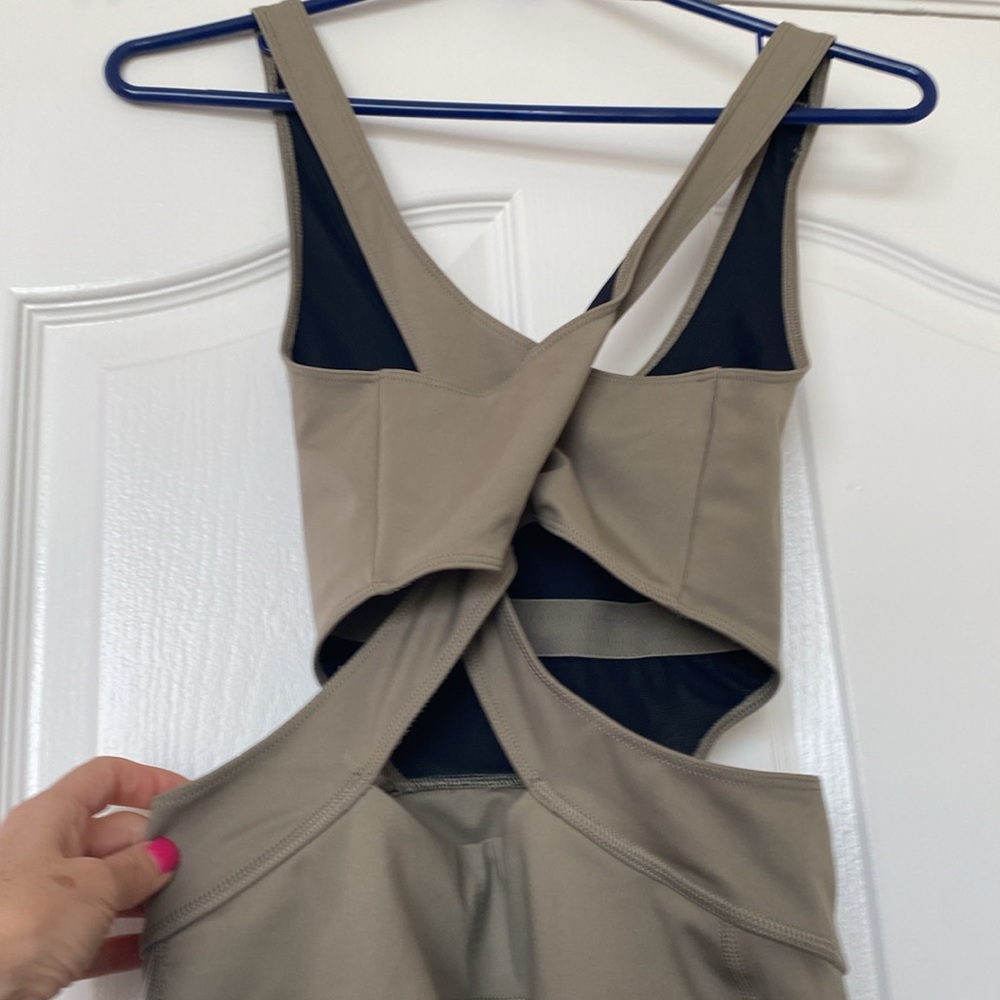 Women's Tan Jumpsuit - Picture 3 of 10